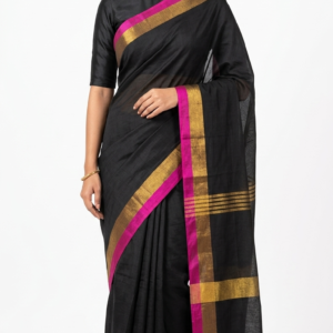 Mul Cotton Black Saree