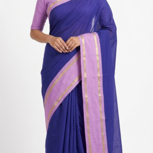 Mul Cotton Navy Blue Saree