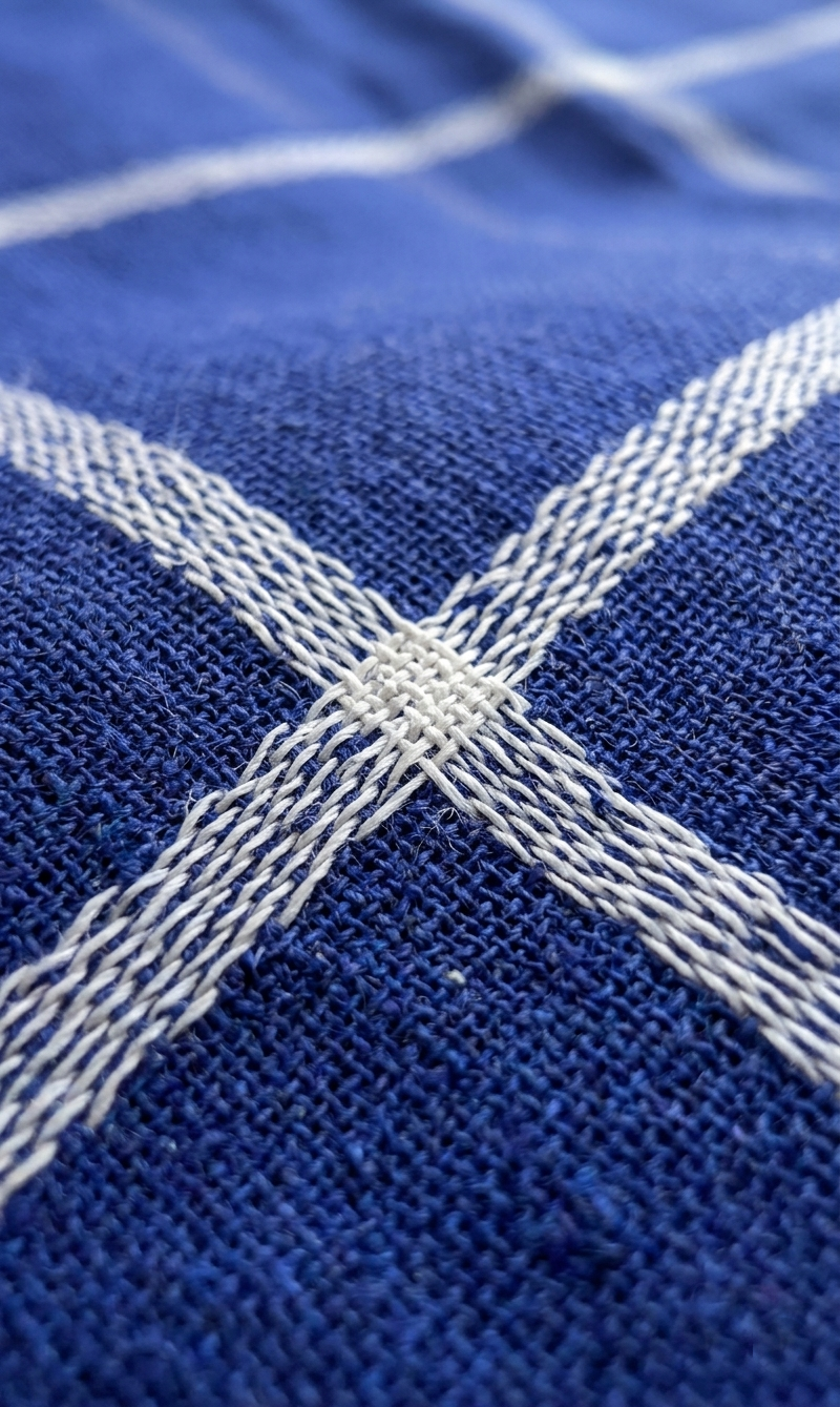 Mul Cotton Navy Blue Checked Saree