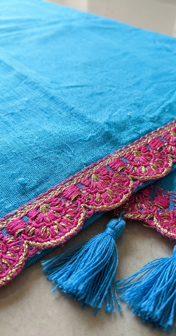 Mul Cotton Sky Blue Saree