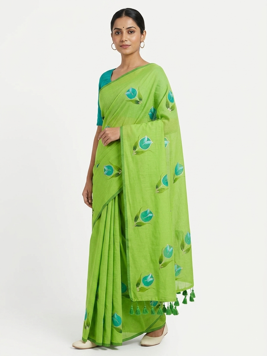 Mul Cotton Green Saree
