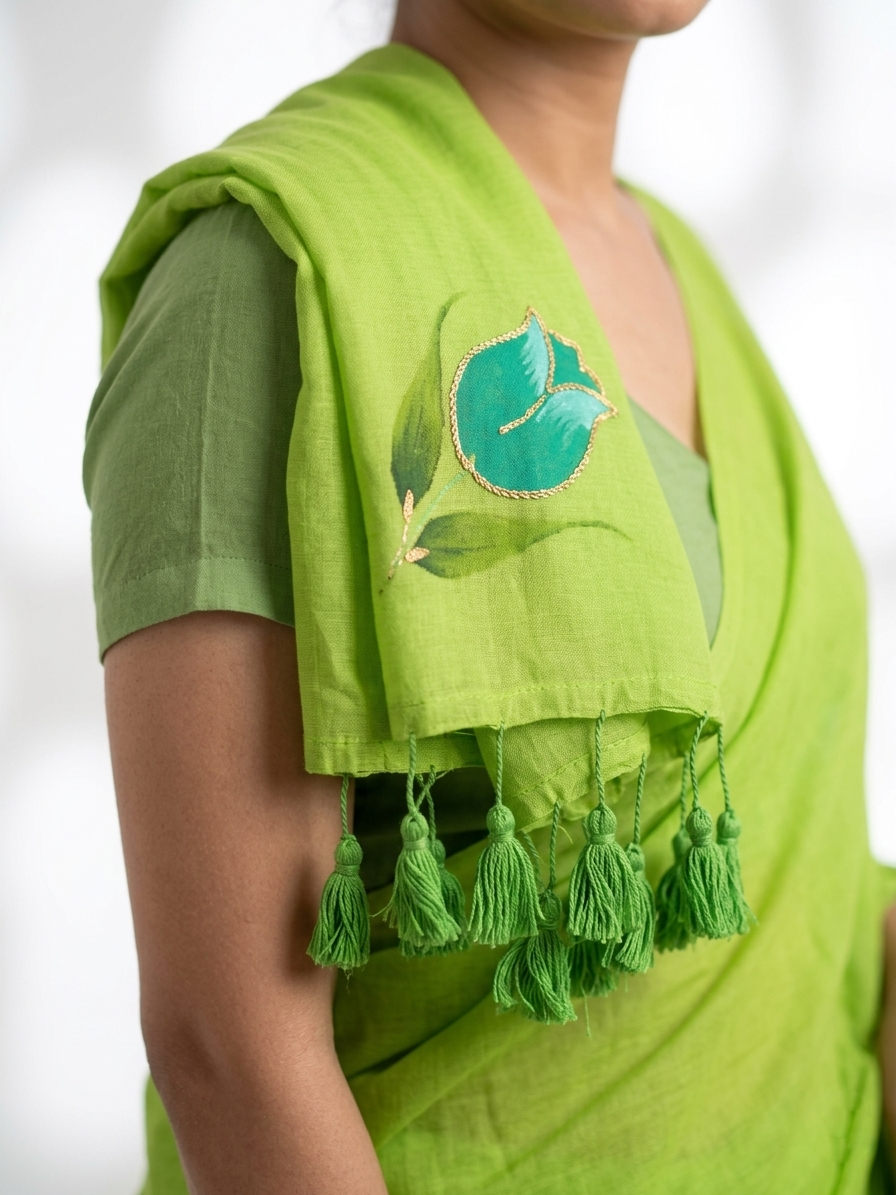 Mul Cotton Green Saree