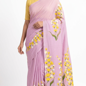 Mul Cotton Pink Floral Saree
