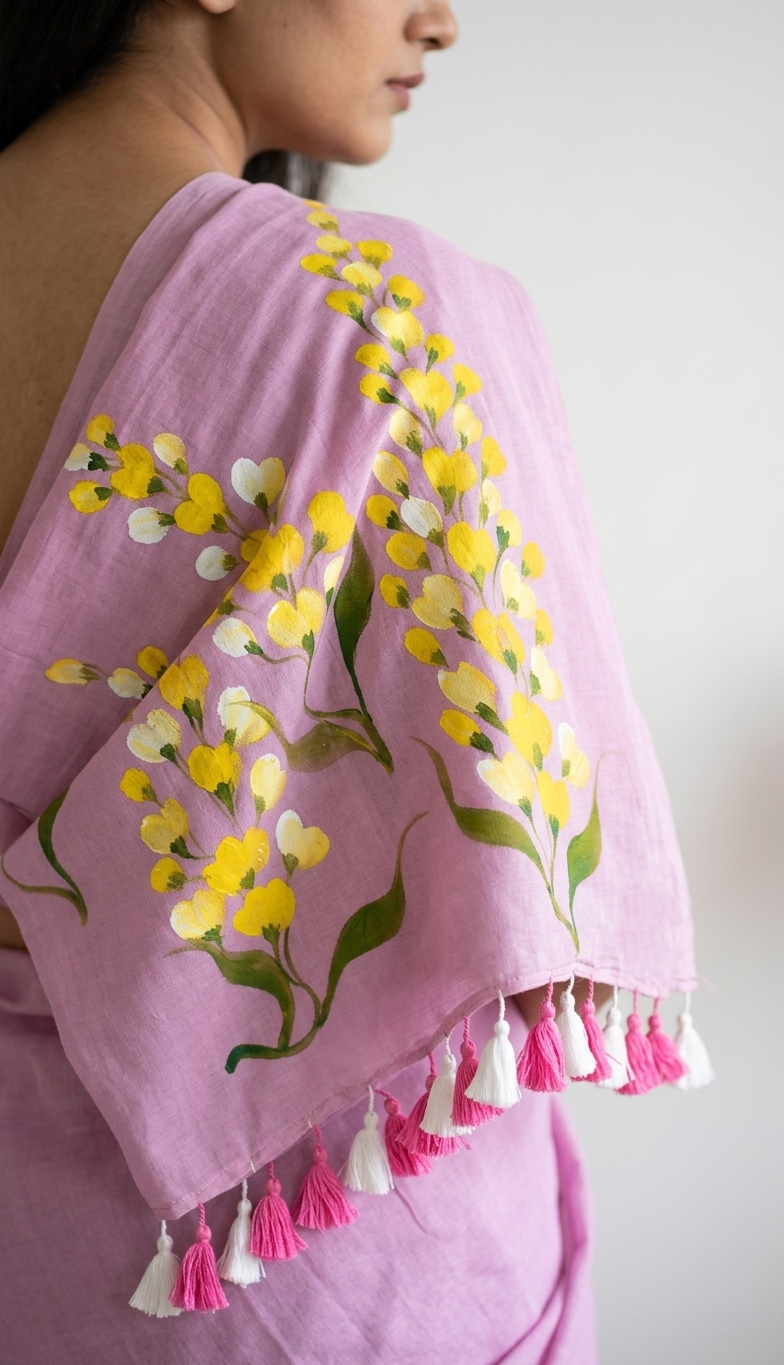 Mul Cotton Pink Floral Saree