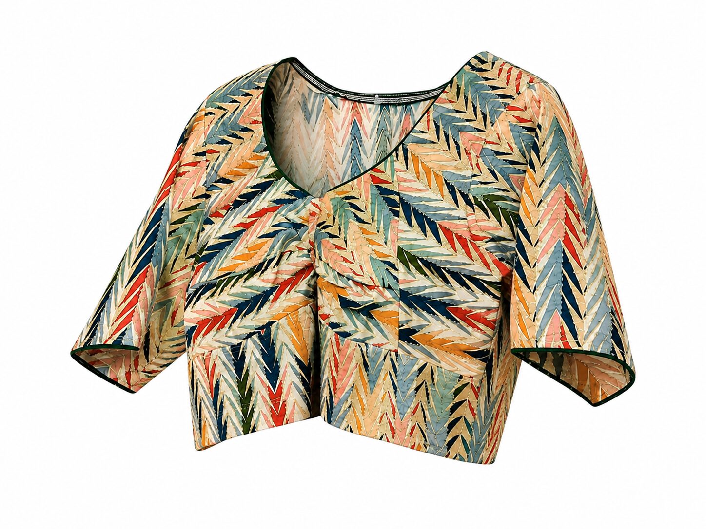 Multicolour Cotton Printed Blouse for Saree Styling - Image 4