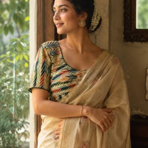 Multicolour Cotton Printed Blouse for Saree Styling
