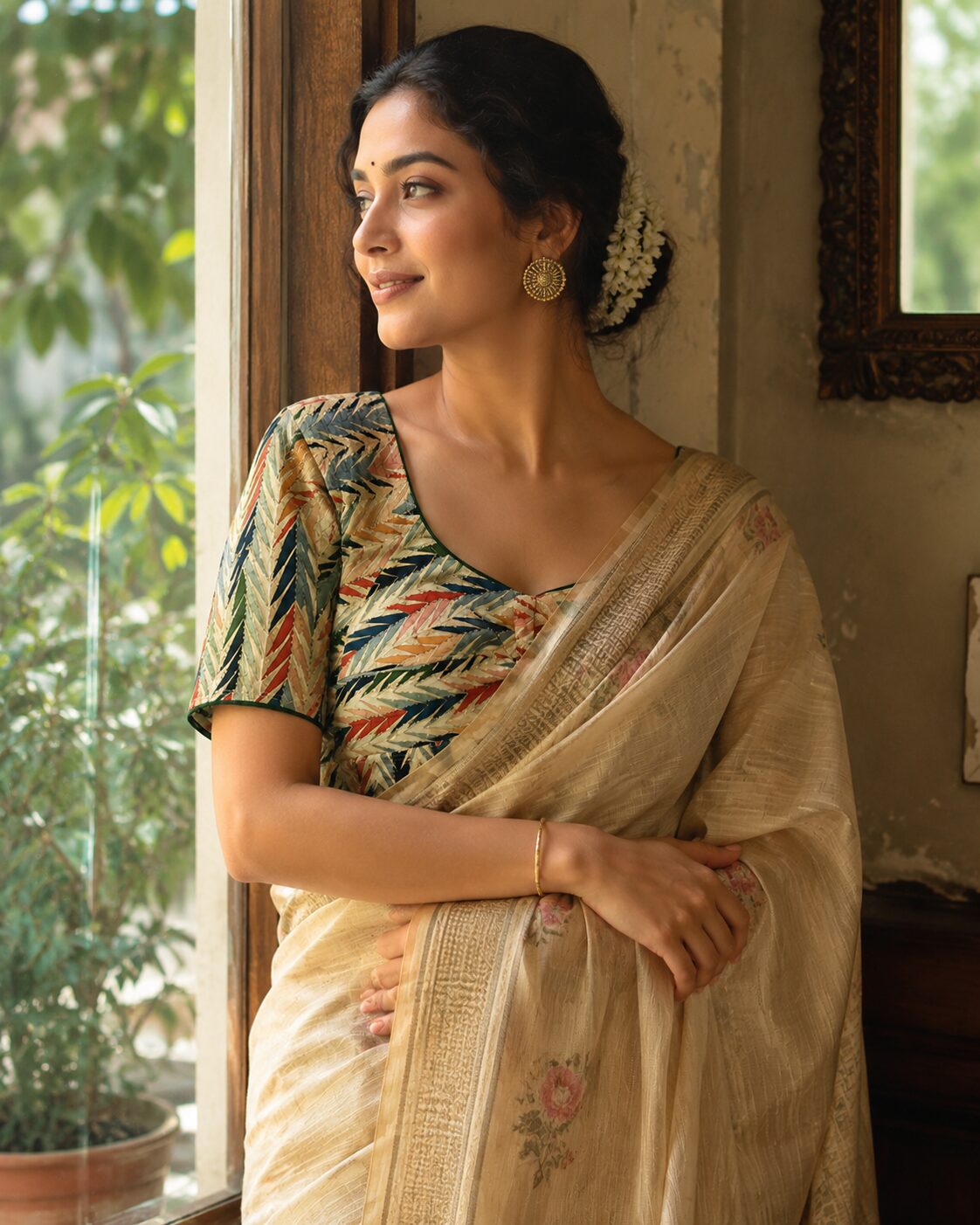 Multicolour Cotton Printed Blouse for Saree Styling
