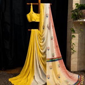Sunlit Motifs — Yellow Multicolour Motif Saree