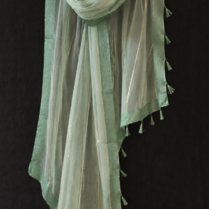 Mint & Gold — Mint Green Sheer Dupatta with Golden Stripes