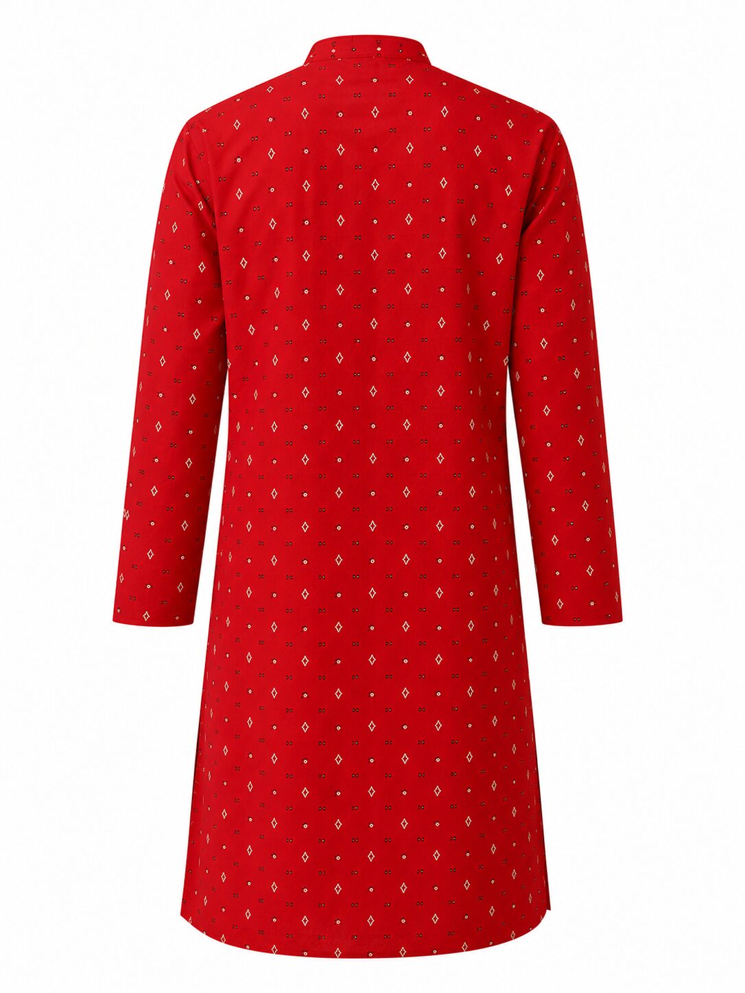 Red Cotton Kurta with Geometric Buti Motifs - Image 6
