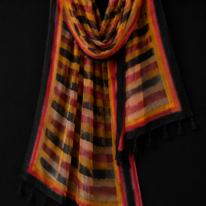 Autumn Stripes — Multicolour Sheer Dupatta with Striped Border