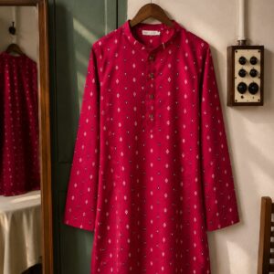 Magenta Cotton Kurta for Men with Buti Print