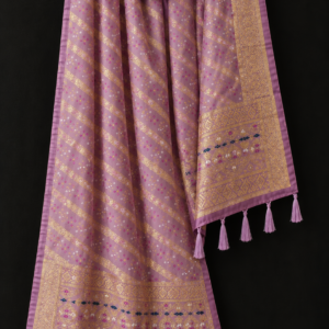 Mauve Gleam — Mauve Organza Dupatta with Golden Border